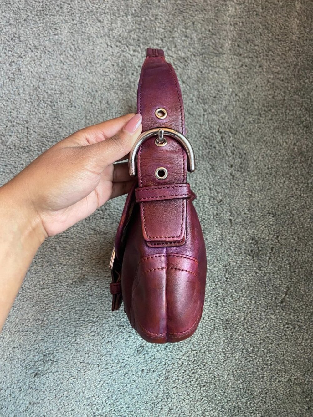 Vintage Coach Y2K Mini Soho Buckle Flap Shoulder Bag- 9247, Burgundy/Wine - Picture 5 of 15